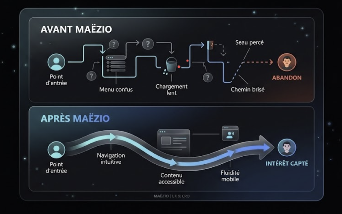 Comparatif Intelligence de Navigation & UX : Avant vs Après Maëzio